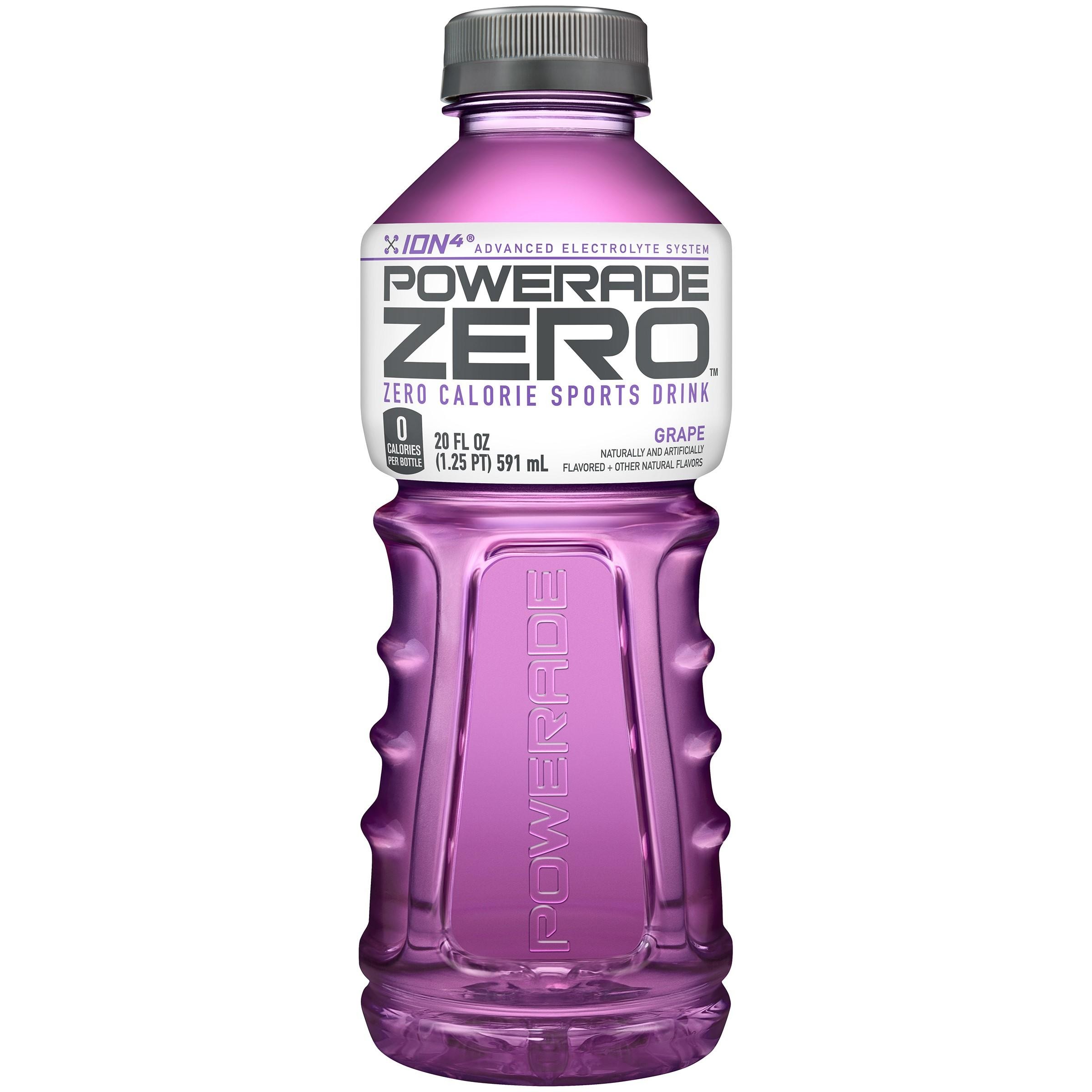 POWERADE Electrolyte Enhanced Zero Sugar Grape Sport Drink  20 Fl Oz  8 Count Bottles