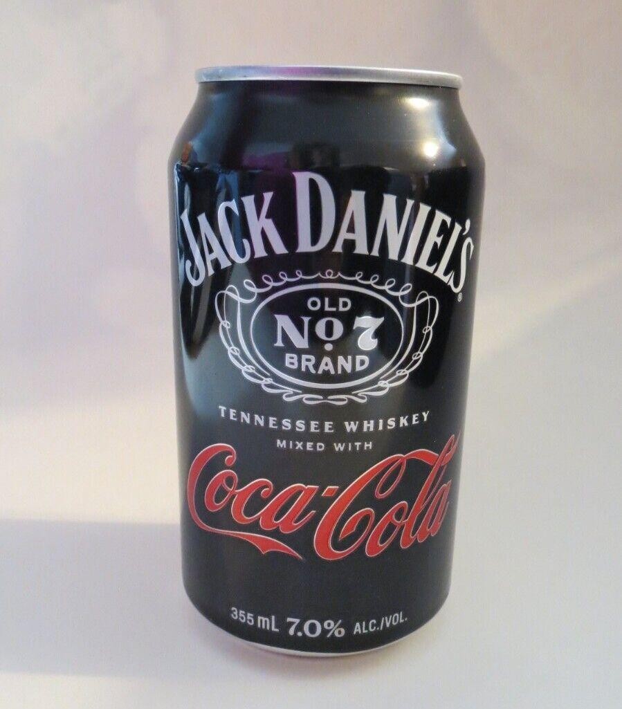 Jack Daniel's Old NO 7 Tennessee Whiskey Coca-Cola Empty Can Collector Man Cave