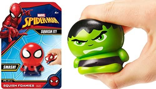 Marvel Avengers Action Figures Foam Ball (1 Hero Assorted Style) Squish Toy Favorite Super Hero Heroes Hulk, Captain America & Spiderman, Fidget Ball