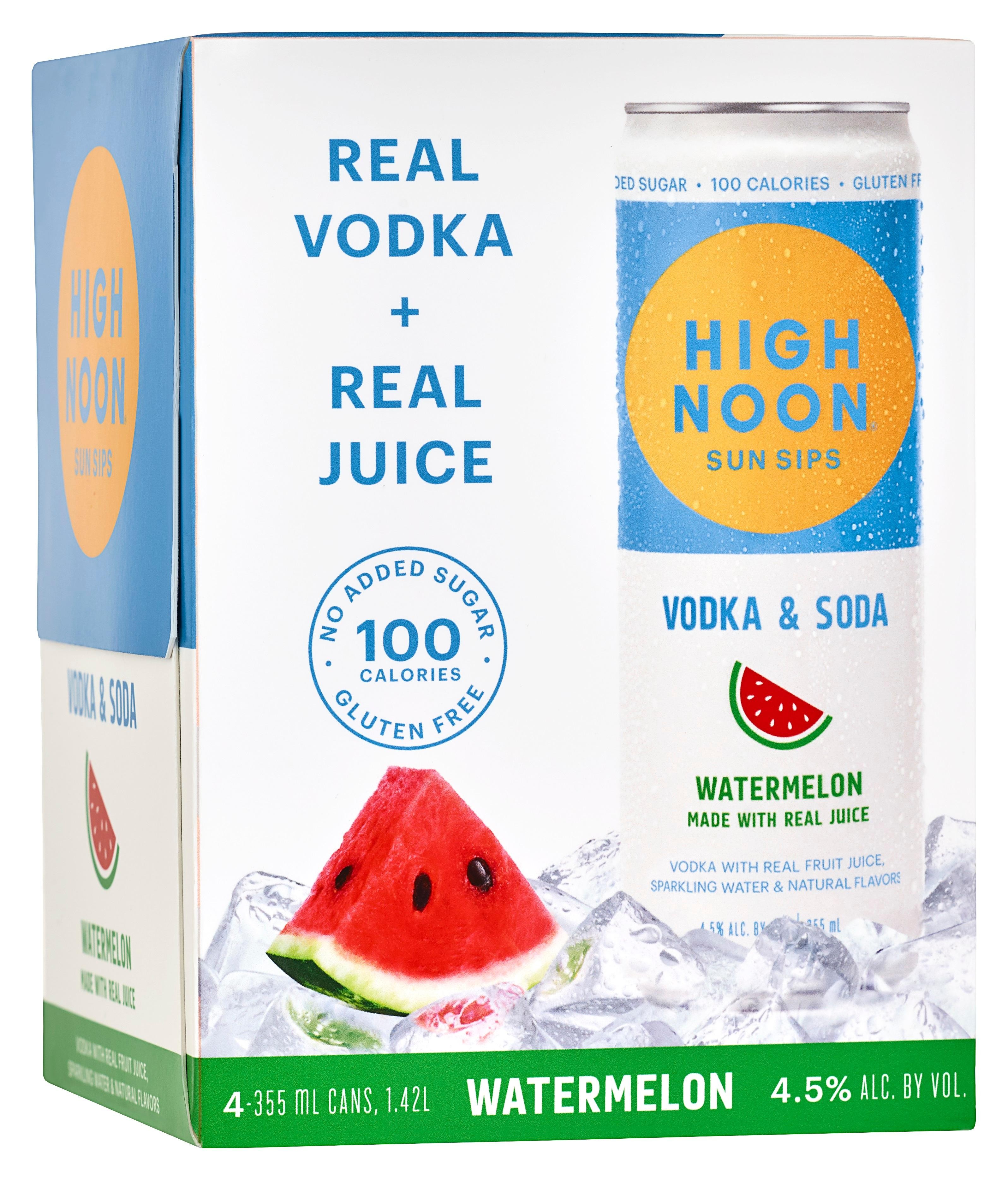 High Noon Watermelon Vodka Hard Seltzer Ready-to-drink - 4x 12oz Cans