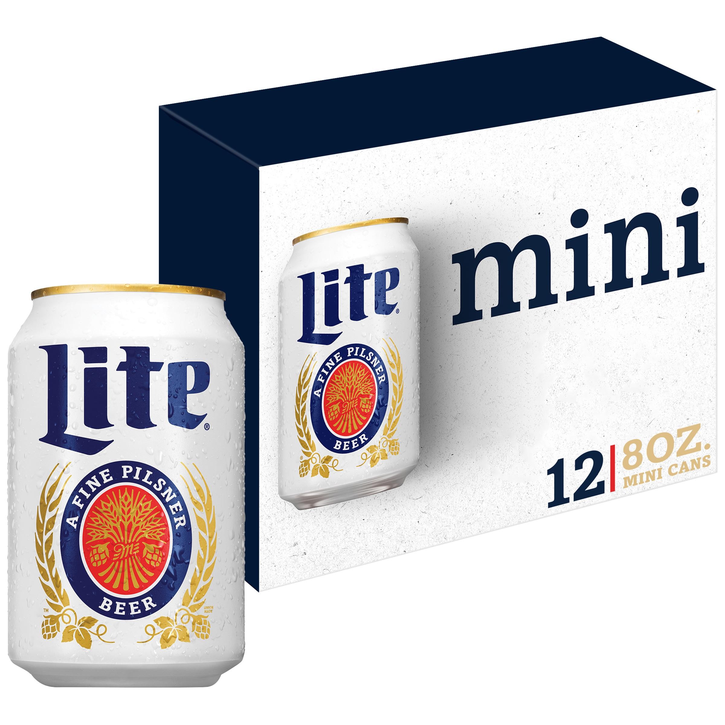 Miller Lite Beer, American Lager, 12 Pack Light Beer, 8 Fl. Oz. Cans, 4.2% ABV