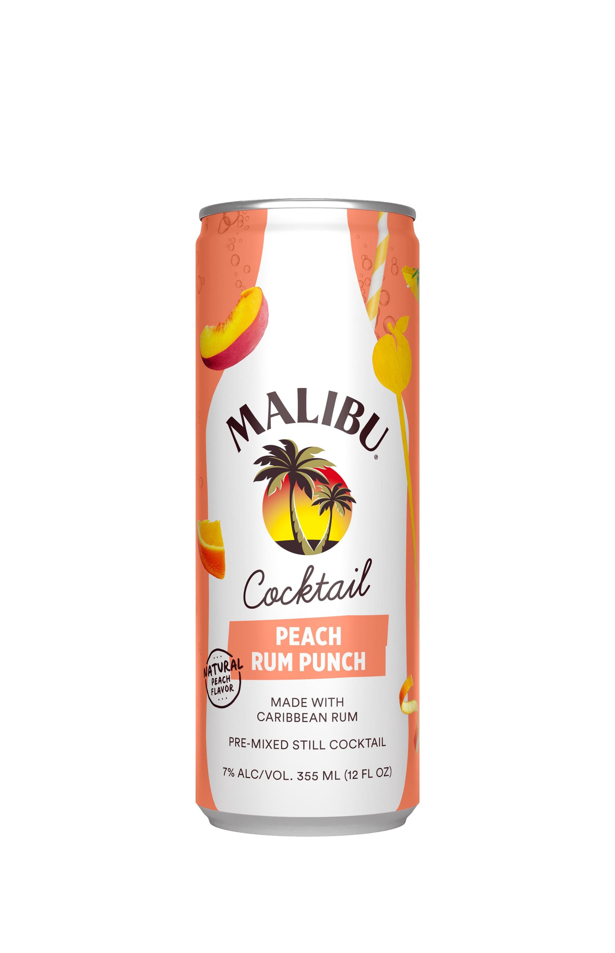 Malibu Peach Rum Punch Ready to Drink Ready-to-drink - 4x 12oz Cans