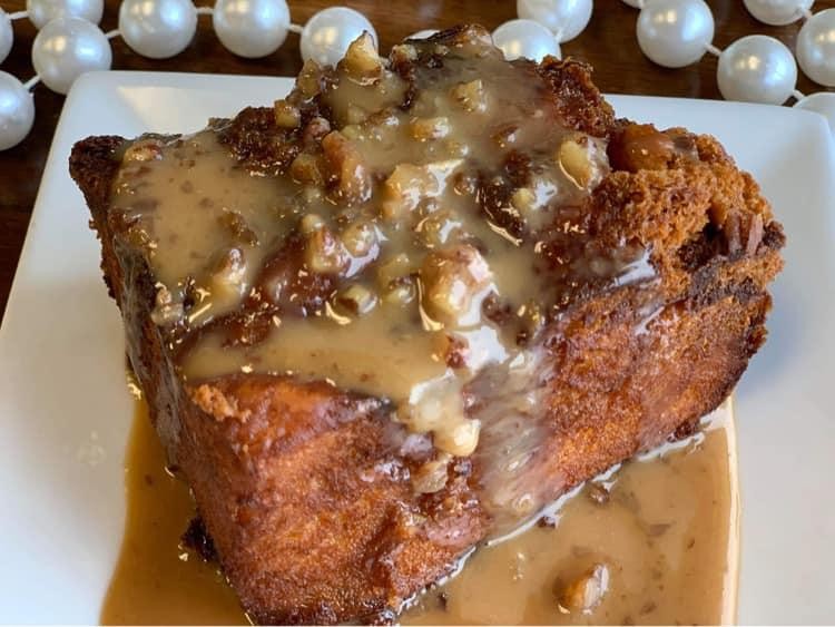 Cajun Phattys - Fried Bread Pudding with Praline Sauce