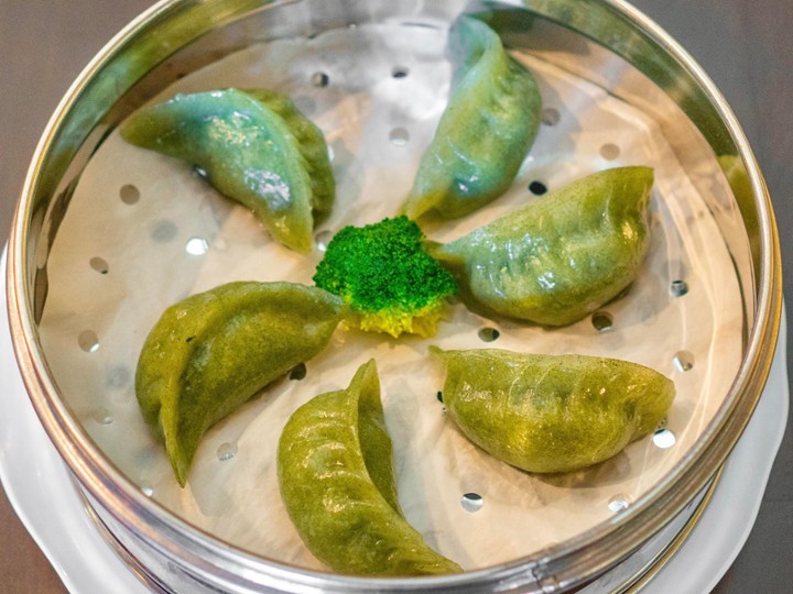 Steamed Spinach & Shrimp Dumplings 菠菜虾饺(6pcs)