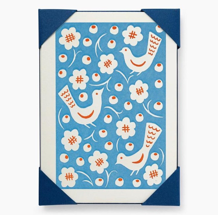 Ariana Blue Bird Pattern Notelet Cards (5-pack)
