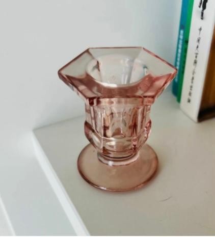 Glass Candlestick Holder Mauve