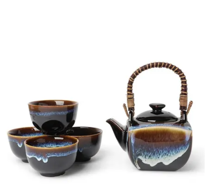 Miya Tea Set Black Blue