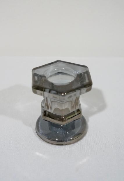 Glass Candlestick Holder Grey