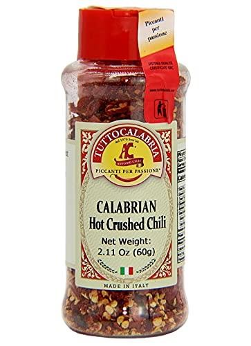 Calabrian Chili Flakes, Dried, Crushed Hot Chili Peppers, 60 G, 2.11 Oz All Natural, Non-GMO, Product of Italy, TuttoCalabria