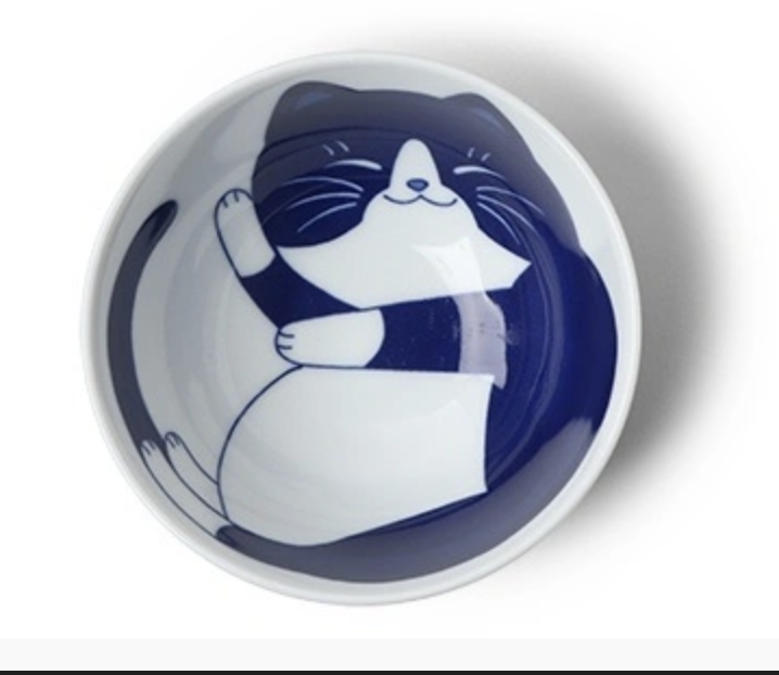 Miya Blue Cat Bowl 4.5x2.25"
