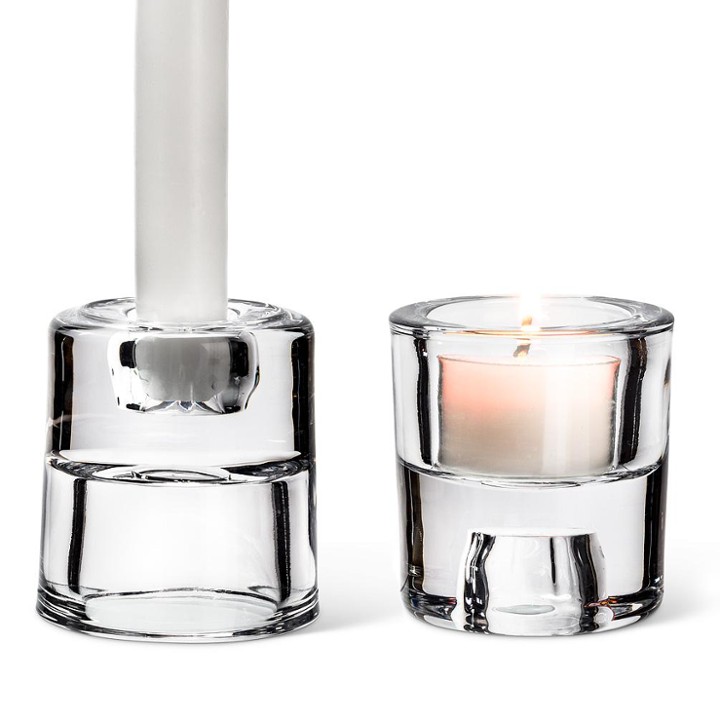 Reversible Taper & Tealight Holder, Clear