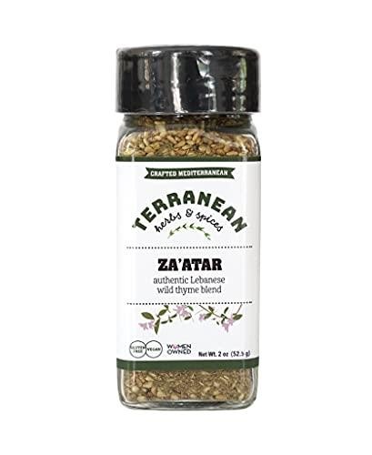 Terranean Herbs & Spices Za’atar Seasoning Blend, 2 Oz Shaker, Gluten Free and Vegan, Authentic Lebanese Wild Thyme Blend