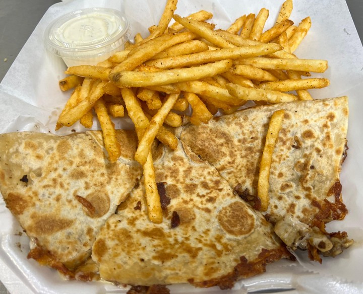 Bacon Ranch Chicken Quesadilla & Fries