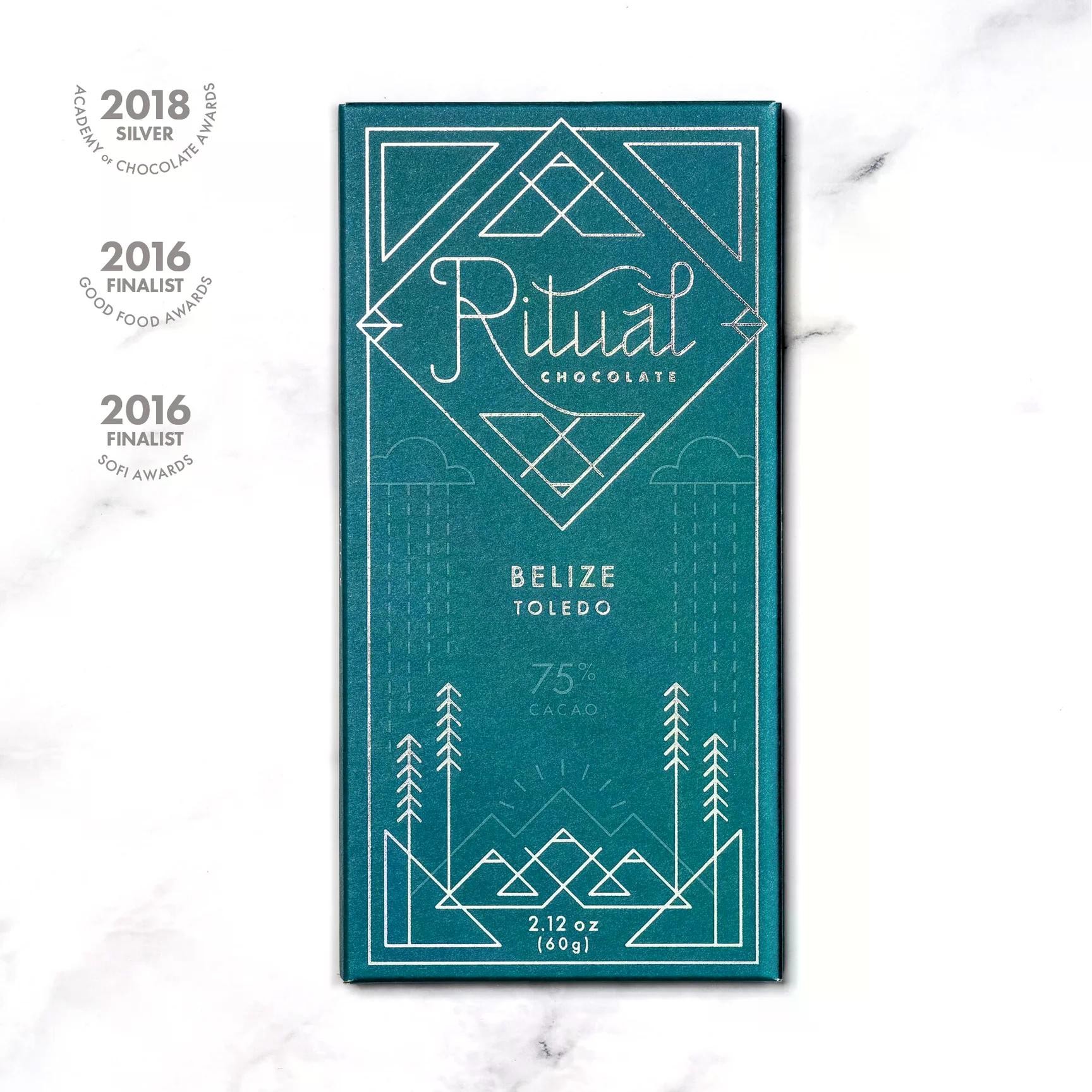 Ritual Chocolate Bar, Belize 75% Cacao, 2.12 oz.