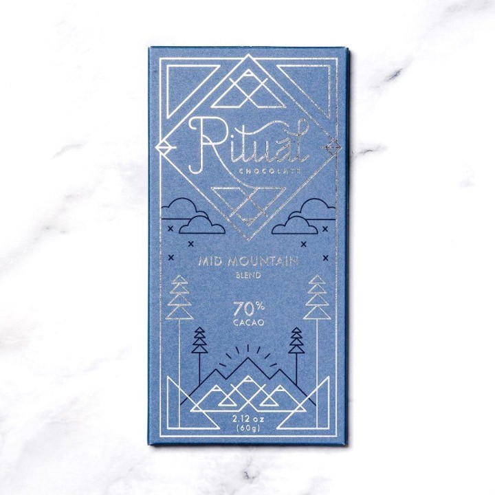 Ritual Chocolate, Bar Chocolate Mid Mountain Blend 70%, 2.12 Ounce