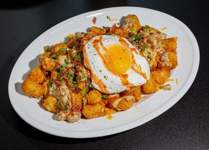 Breakfast Loaded Tots With Eggs