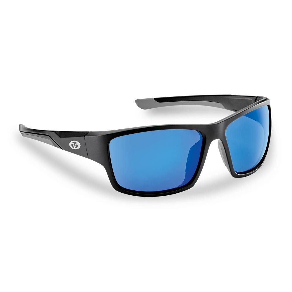 Flying Fisherman Sand Bank Sunglasses - Matte Black/Smoke Blue Mirror