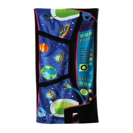 Mainstays Velour Beach Towel  Aliens  Multi-Color   28x60