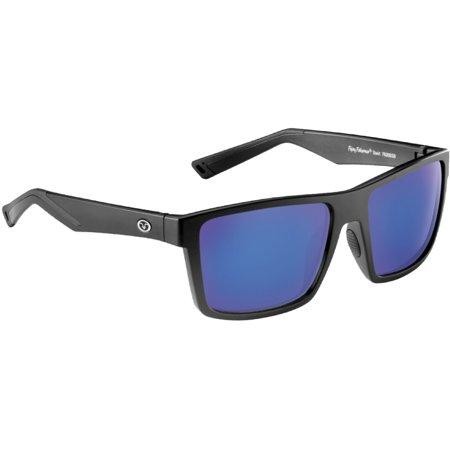 Flying Fisherman Swirl Polarized Sunglasses - Matte Black/Smoke Blue Mirror