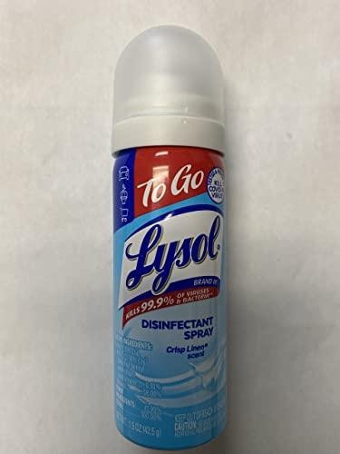 Lysol to Go Disinfectant Spray  Travel Size Sanitizing and Antibacterial Spray  for on-the-Go Disinfecting and Deodorizing  Crisp Linen  1.5 Fl. Oz.