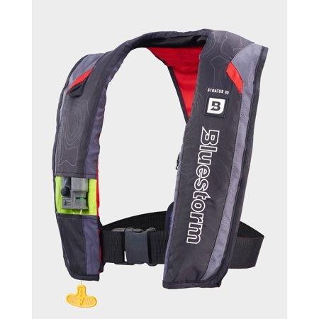 Bluestorm Gear Stratus 35 Automatic/Manual Inflatable PFD Life Jacket for Adults | US Coast Guard Approved (Nitro Red)