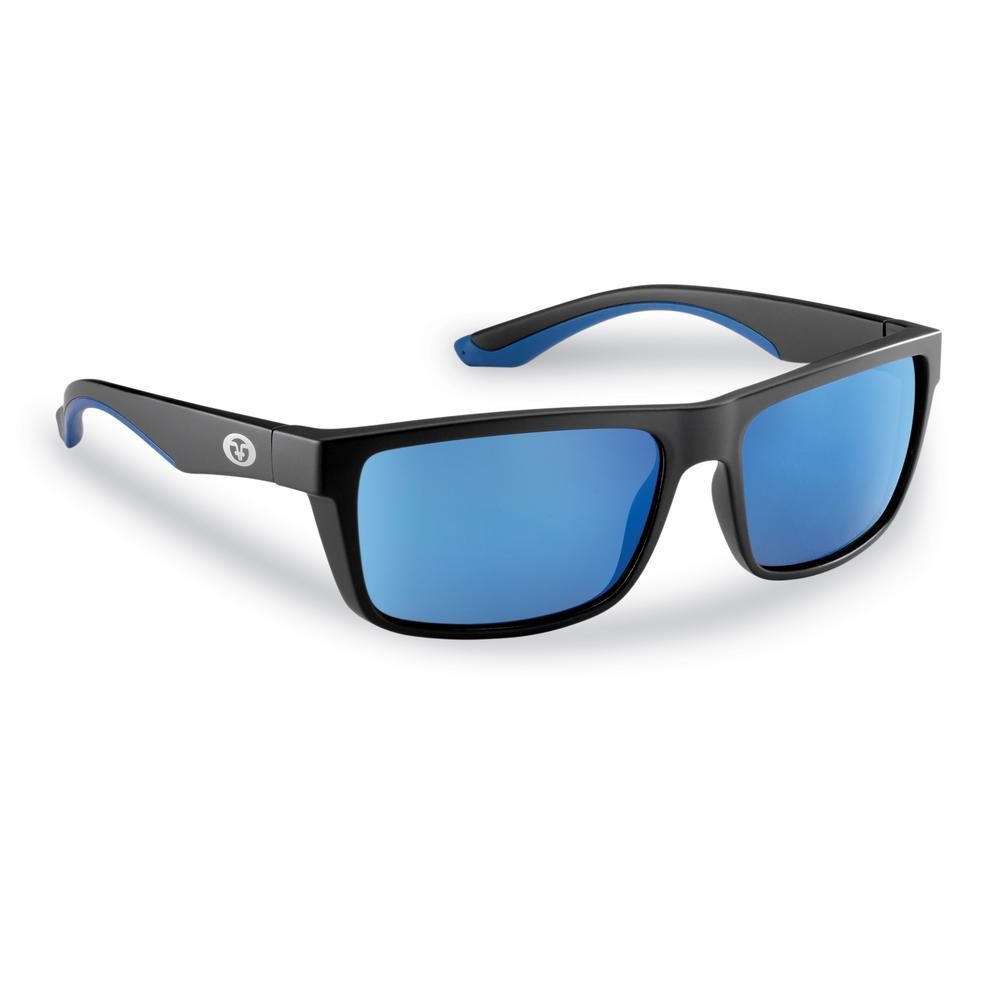Flying Fisherman Streamer Polarized Sunglasses in Matte Black Frame with Smoke Blue Mirror Lens