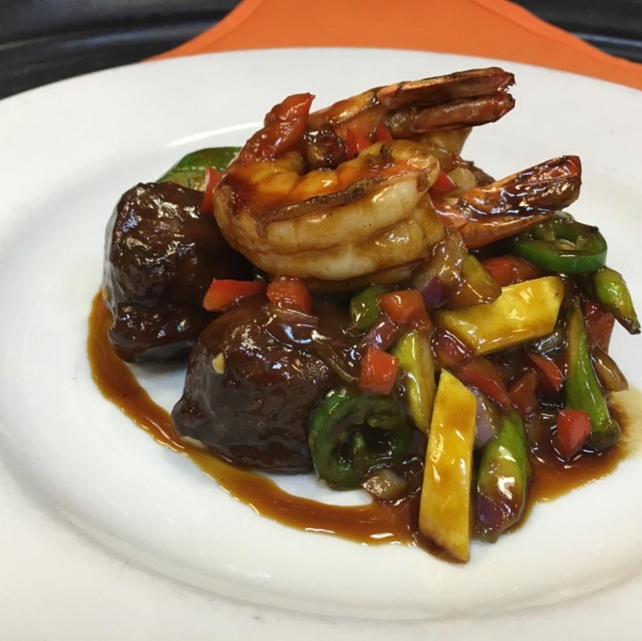 Sea Salt-Crusted Shrimp & Beef Tenderloin