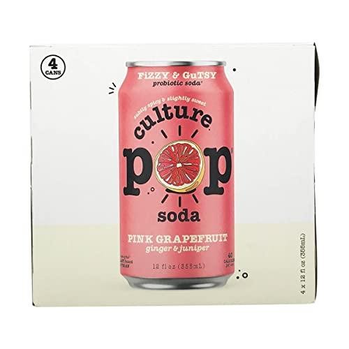 Culture Pop  Soft Drinks  - Grapefruit Ginger Probiotic Soda - 6 Packs of 4