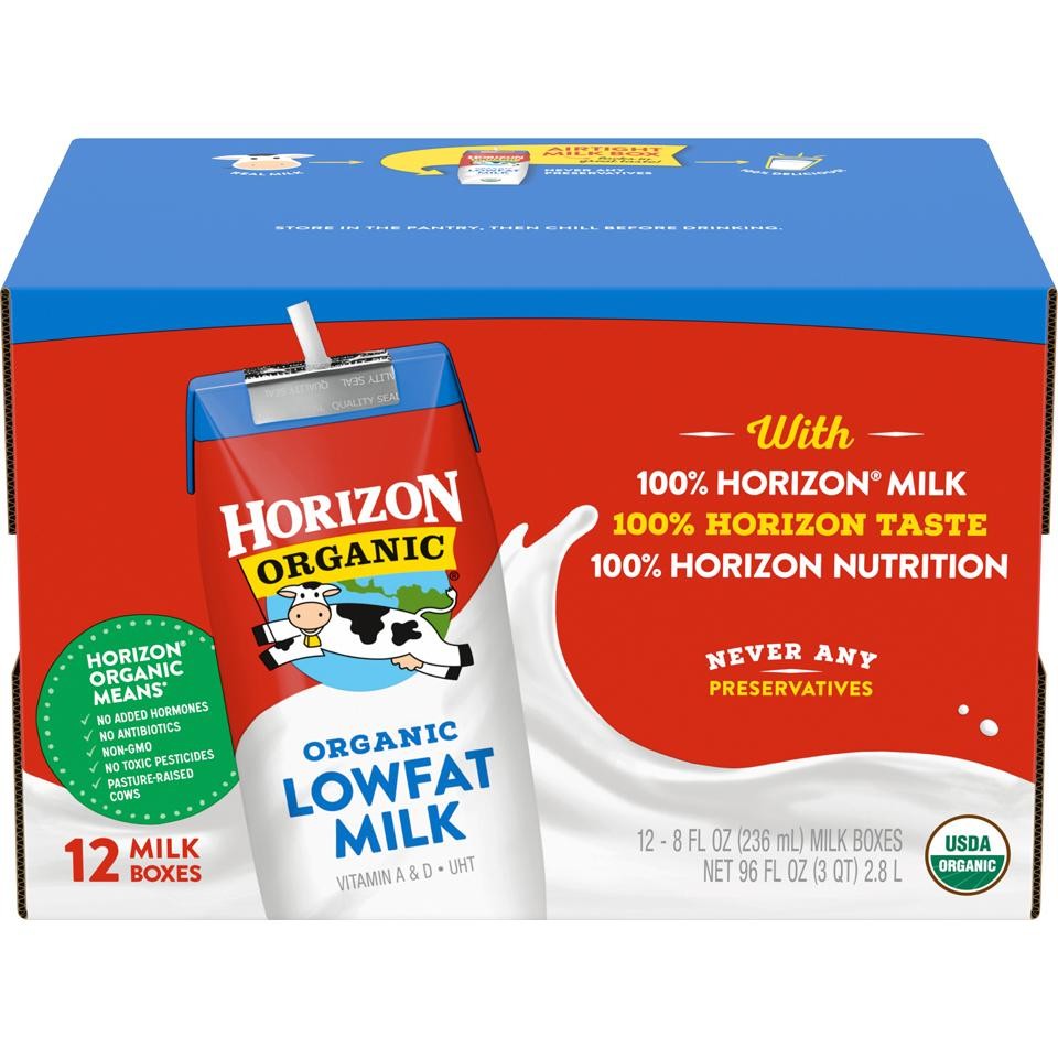 Horizon Organic Lowfat 1% Milk Aseptic Cartons 8 Fl Oz Each / Pack of 12