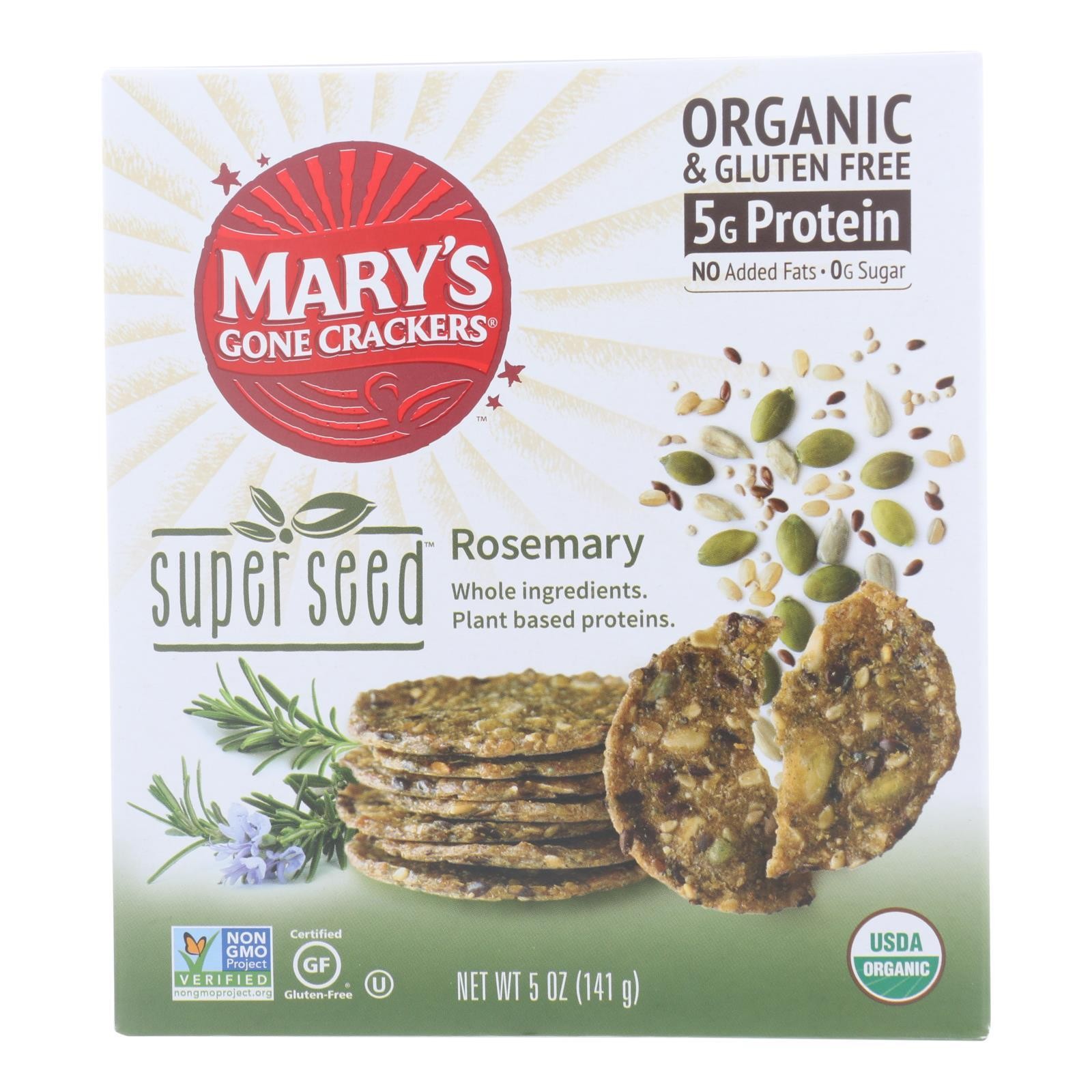 Mary's Gone Crackers Super Seed Crackers Rosemary 5 Oz