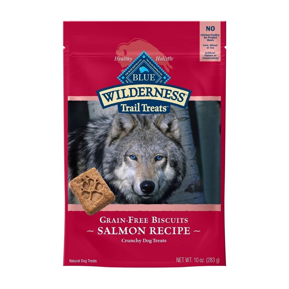 Blue Buffalo Wilderness Trail Treats High Protein Salmon Flavor Crunchy Biscuit Treats for Dogs  Grain-Free  10 Oz. Bag