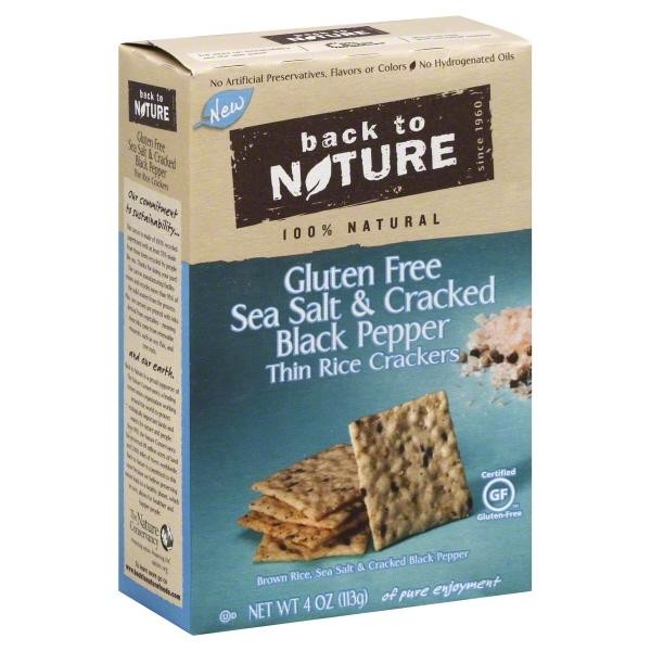 Back to Nature Gluten Free Thin Rice Crackers Sea Salt & Cracked Black Pepper 4 Oz