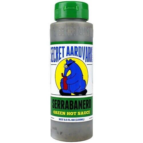 Secret Aardvark Serrabanero Green Hot Sauce 8 Oz. No Gmo Spicy Chili Flavor