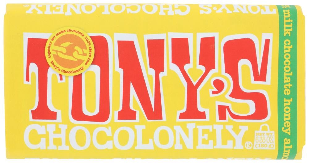 Tony S Chocolonely Bar Chocolate Hny Almond Nougat  6.35 Oz