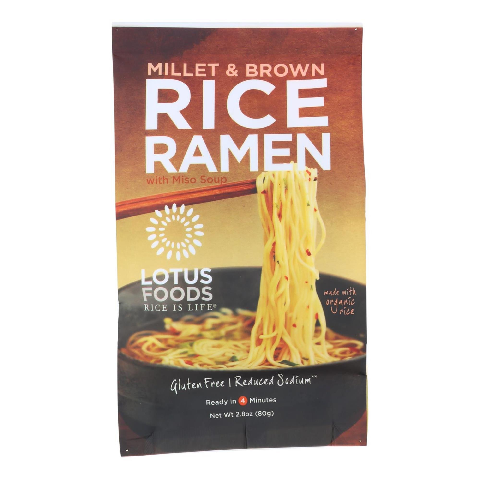 2-Pack Lotus Foods Gluten-Free Millet & Brown Rice Ramen with Miso Soup 2.8 Oz Container