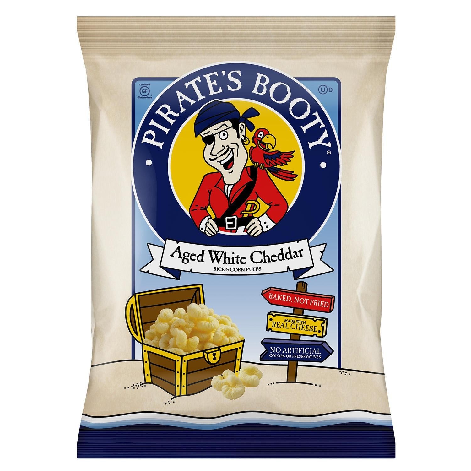 Pirate's Booty, Aged White Cheddar, 1-Ounce Bags (Pack of 24)