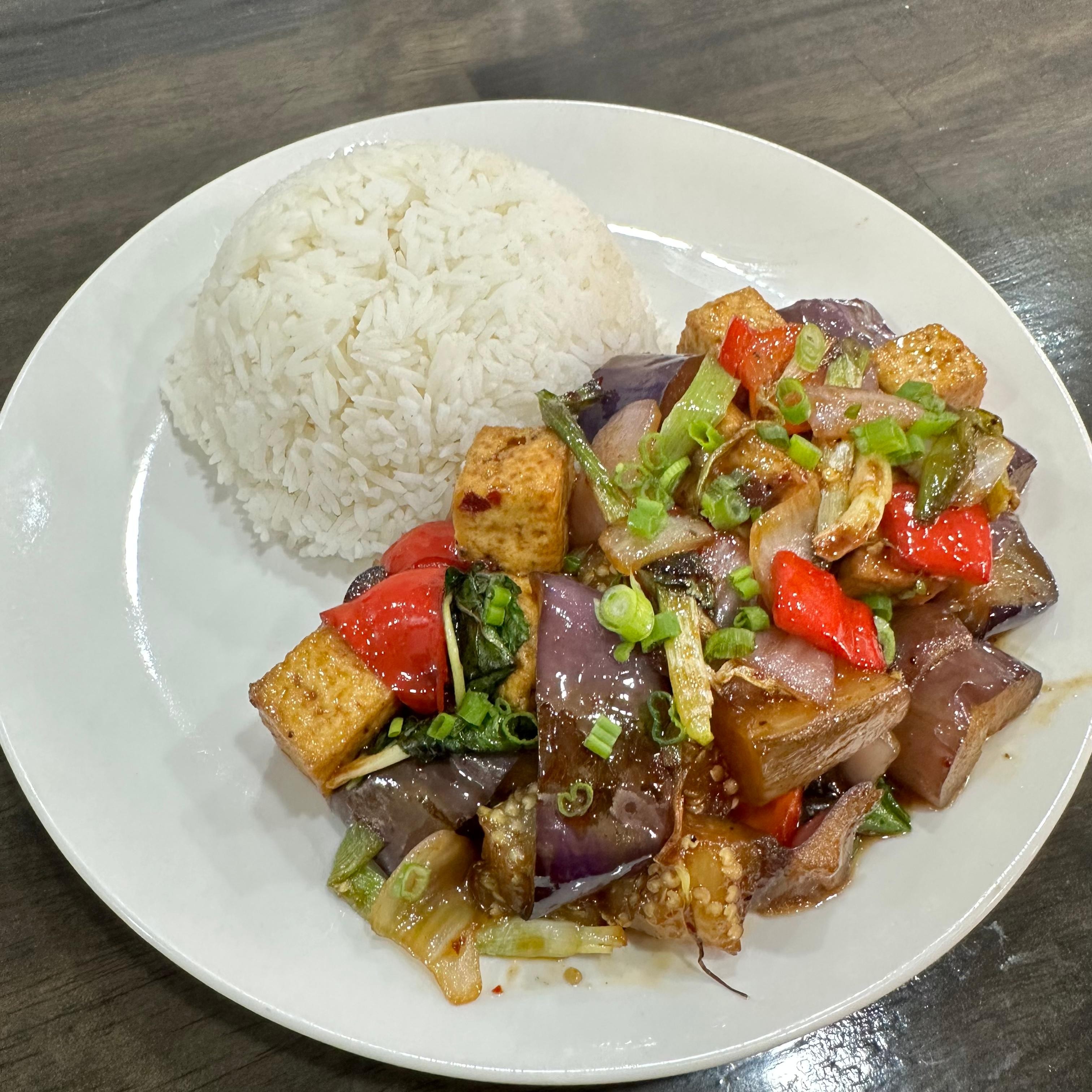 Eggplant & Tofu over Rice