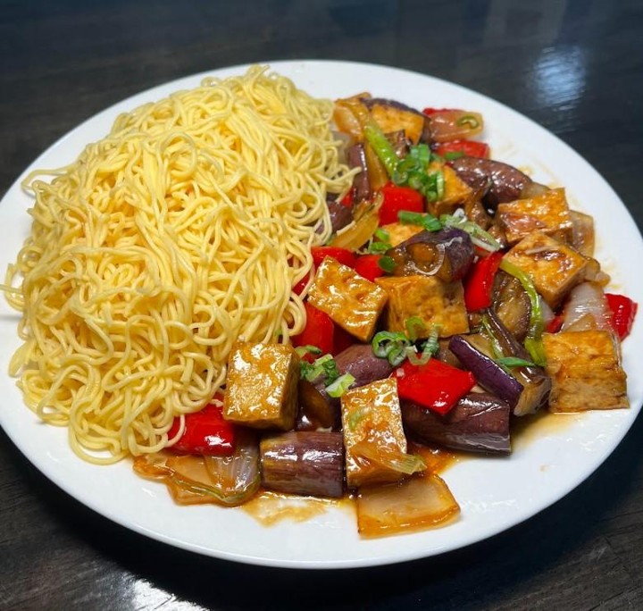 Eggplant & Tofu over Noodle
