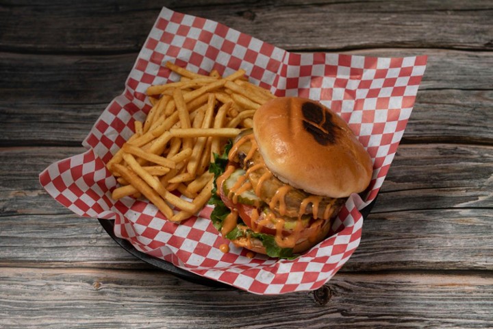 Cheese Curd Burger W/ Side