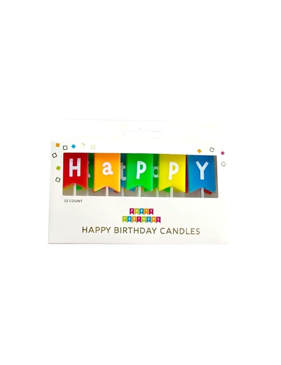 Happy Birthday Rainbow Banner Candle Set