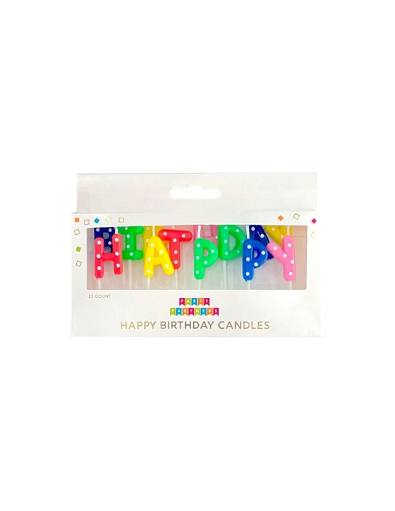Happy Birthday Rainbow Dotted Candle Set