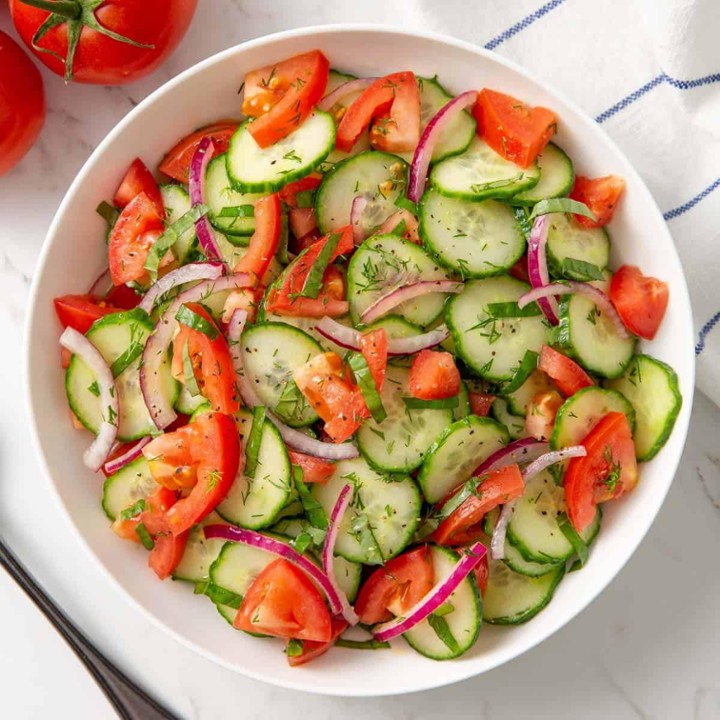 Small Cucumber Onion and Tomato Salad