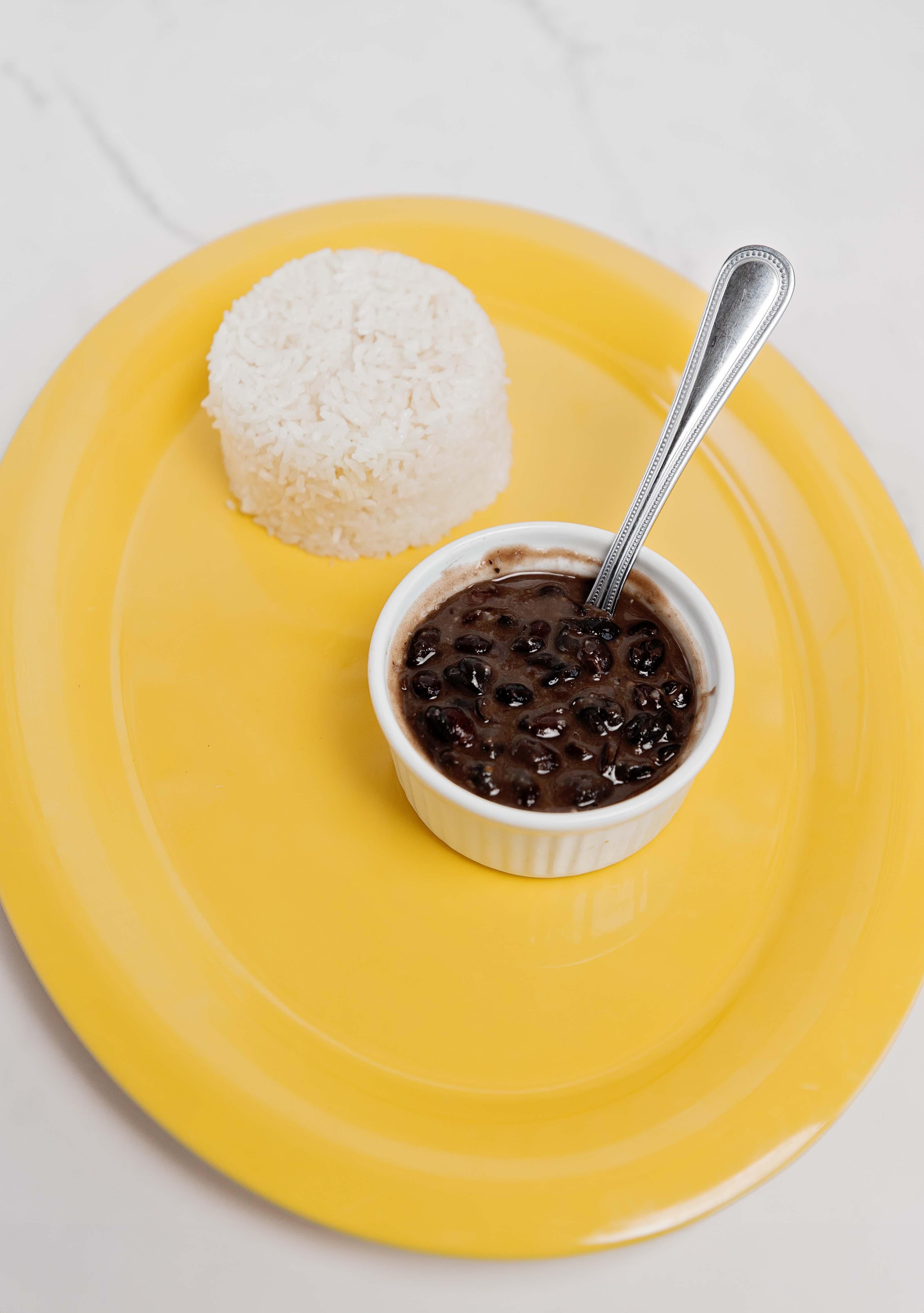 White rice and black beans