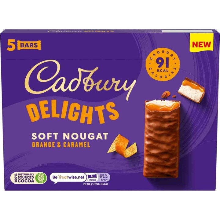 Cadbury Delights Orange Caramel Bars 5 Pack