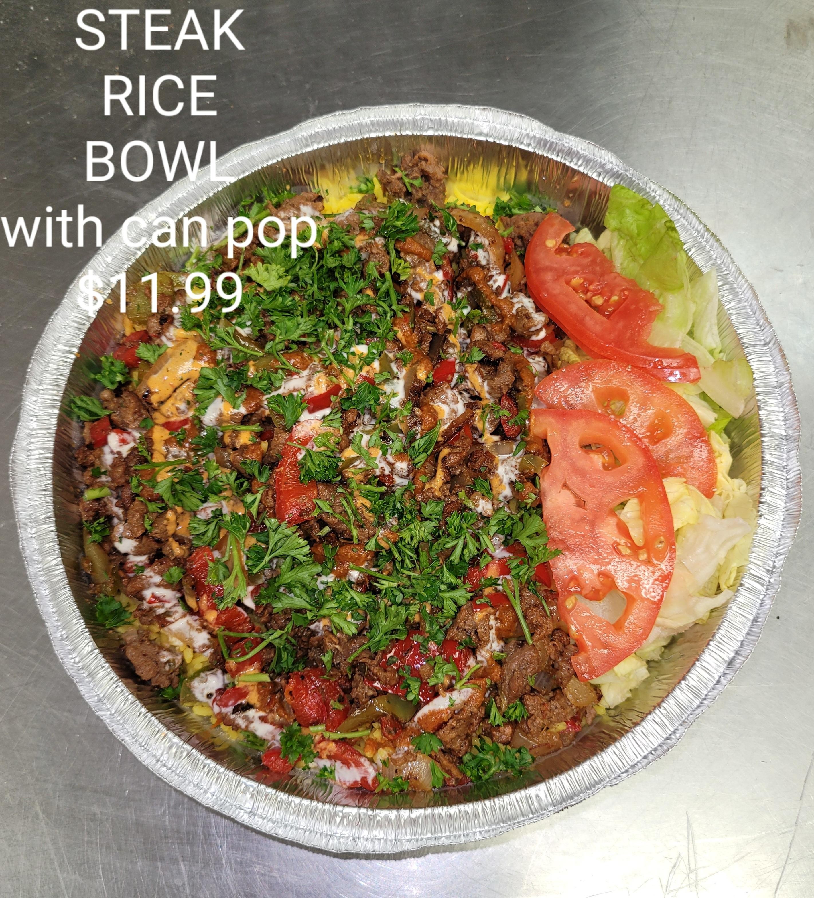 NYC Steak Rice Platter (with can pop)
