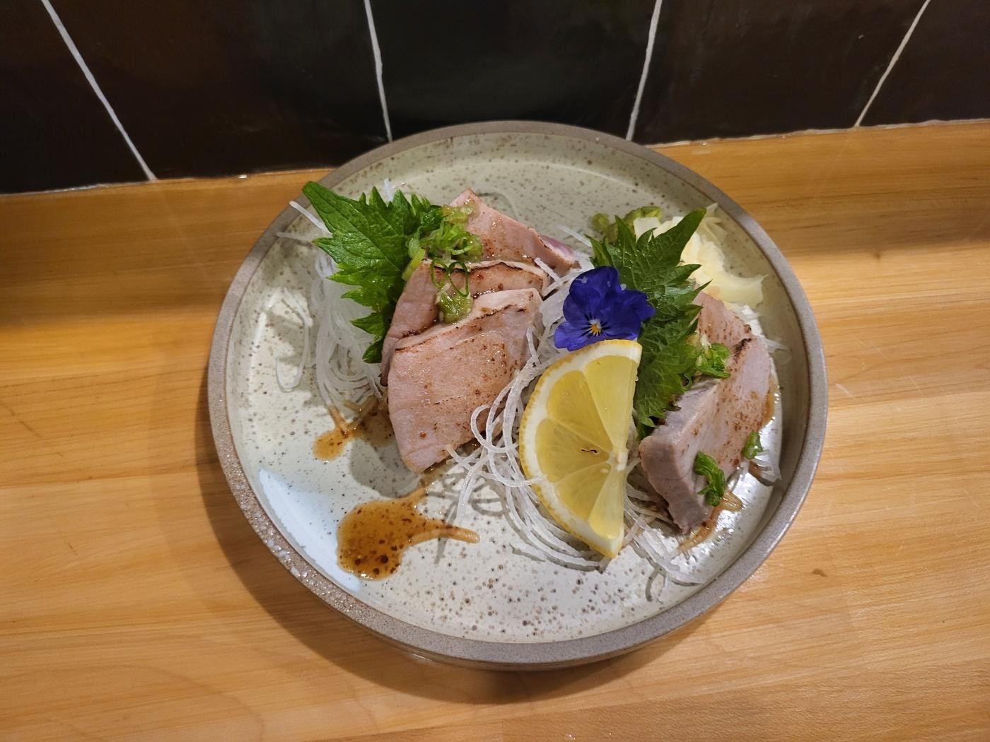 Seared Bluefin Tuna Sashimi.