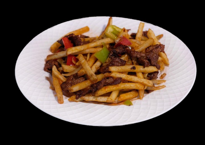 Beef Stir-Fry with Golden French Fries