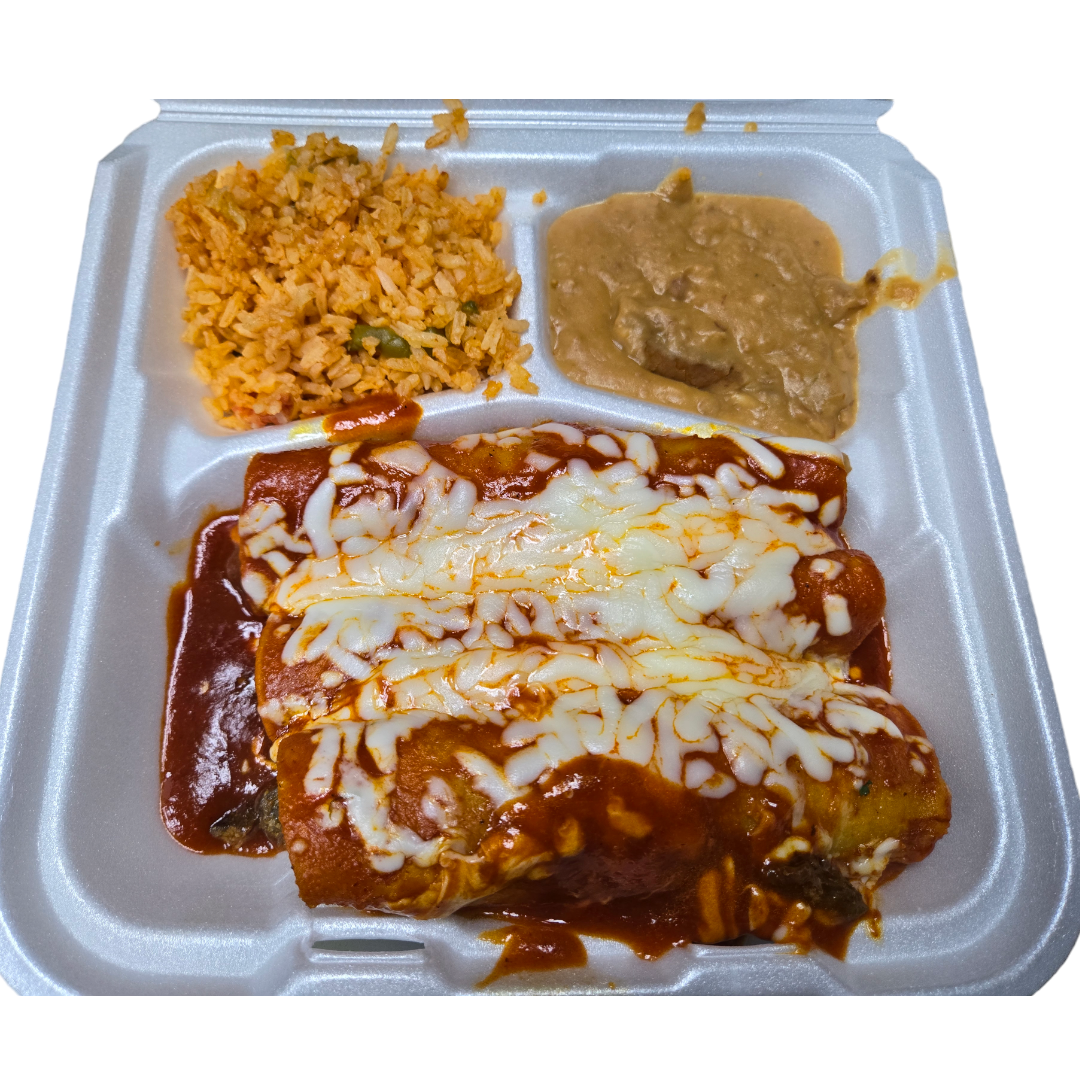 3 bean and cheese enchiladas plater