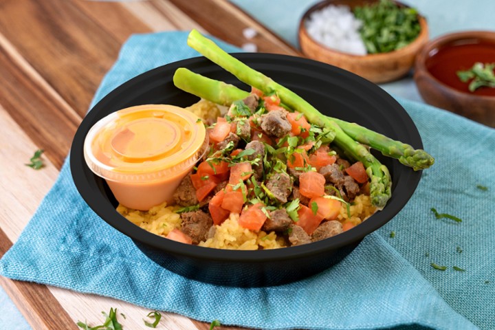 Bistec Chimichanga Bowl with Rice & Veggies