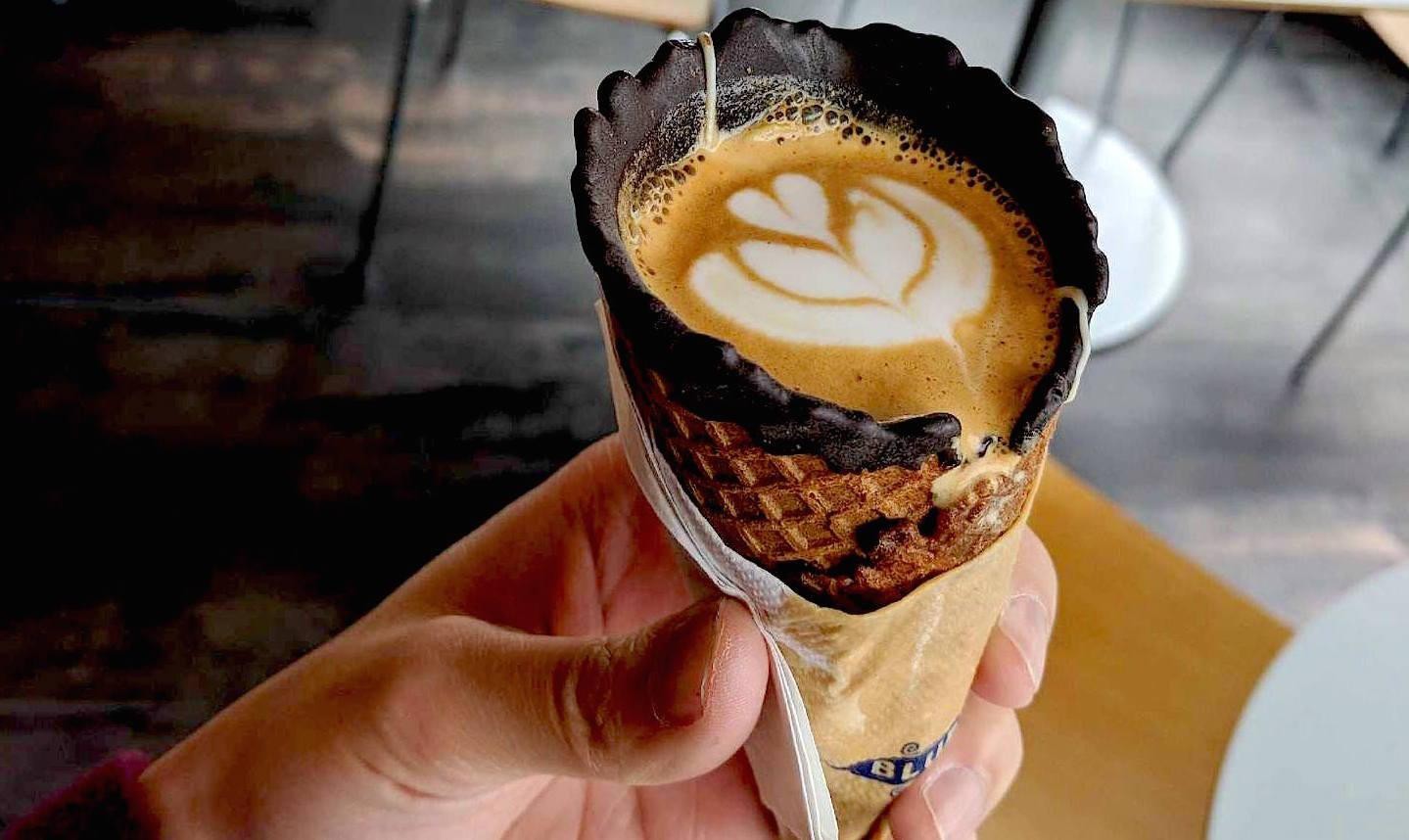 Cone And Coffee (Hot Espresso Shot Served in Chocolate Dipped Waffle Cone)